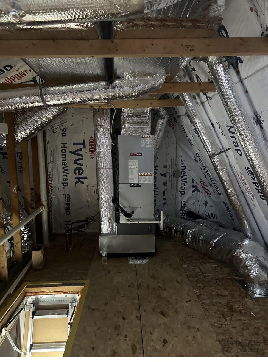 Air handler installed in a framed mechanical closet