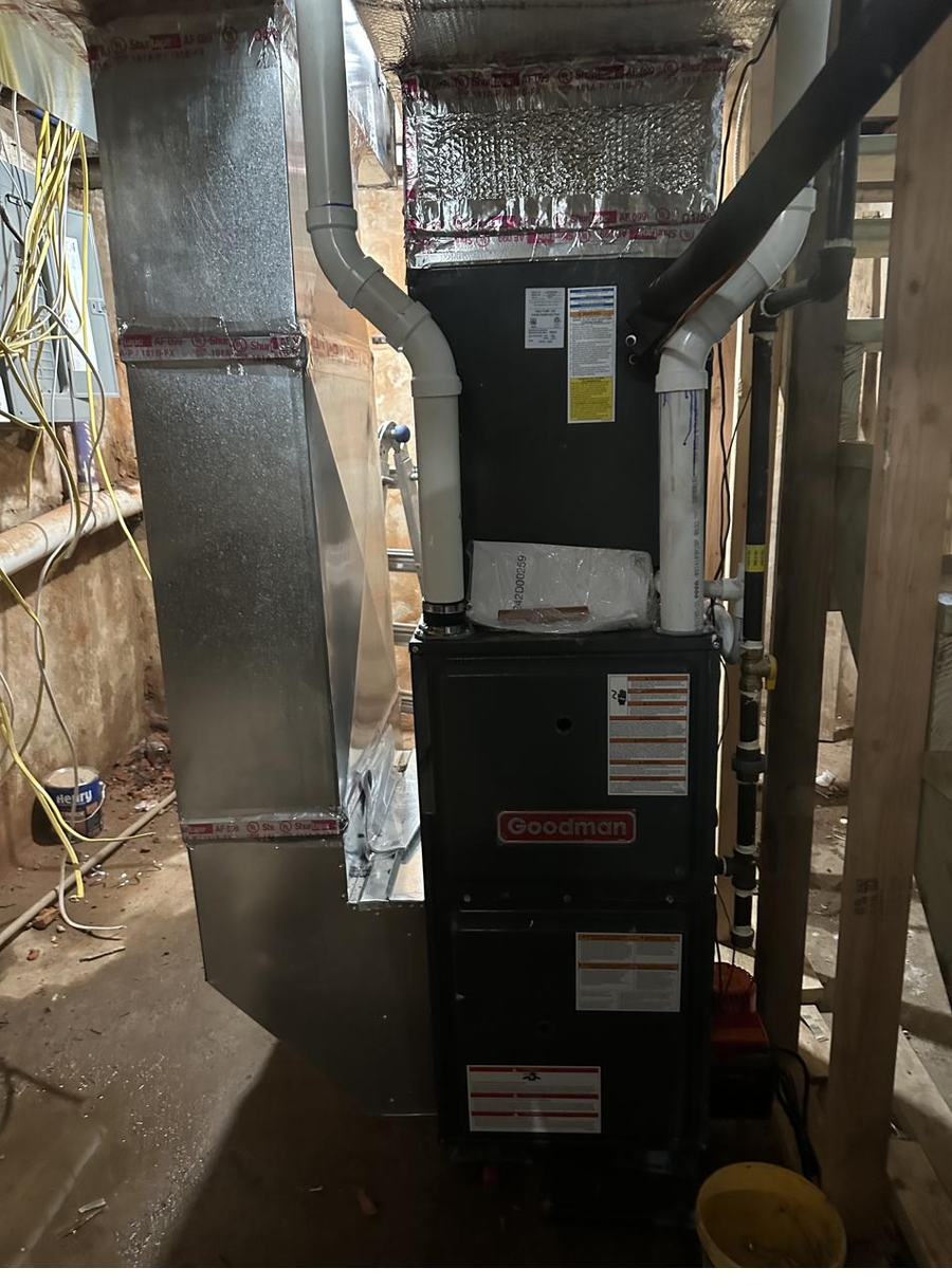 High-efficiency furnace installed with new supply and return ductwork